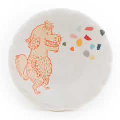 Dog Dessert Plate with Golden Mosquito and Bandaid (ps-751)