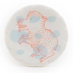 Bear Dessert Plate with Golden Mosquito and Bandaid (ps-758)