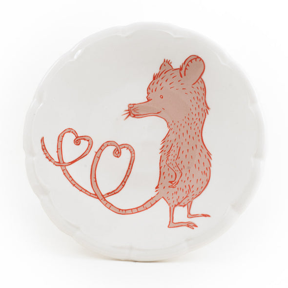 Shrew with Hearts Tail Dessert Plate (ps-762)